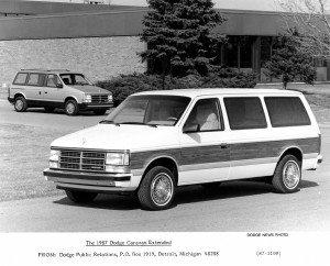 1987 Dodge Caravan shows its extended length.