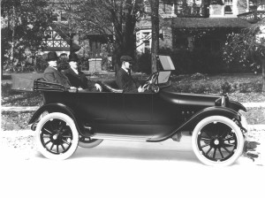 Dodge brothers Horace and John take ride in first 1914 Dodge automobile. (Dodge photos)
