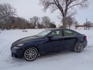 The 2015 Lexus IS250 AWD in New Year’s Day snow. (Bud Wells photos)