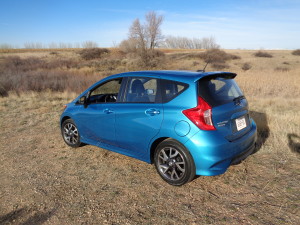 The Versa is distinctive with bright teal color and odd shape.