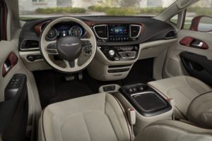The front interior area of the new Chrysler Pacifica minivan. (FCA photo)